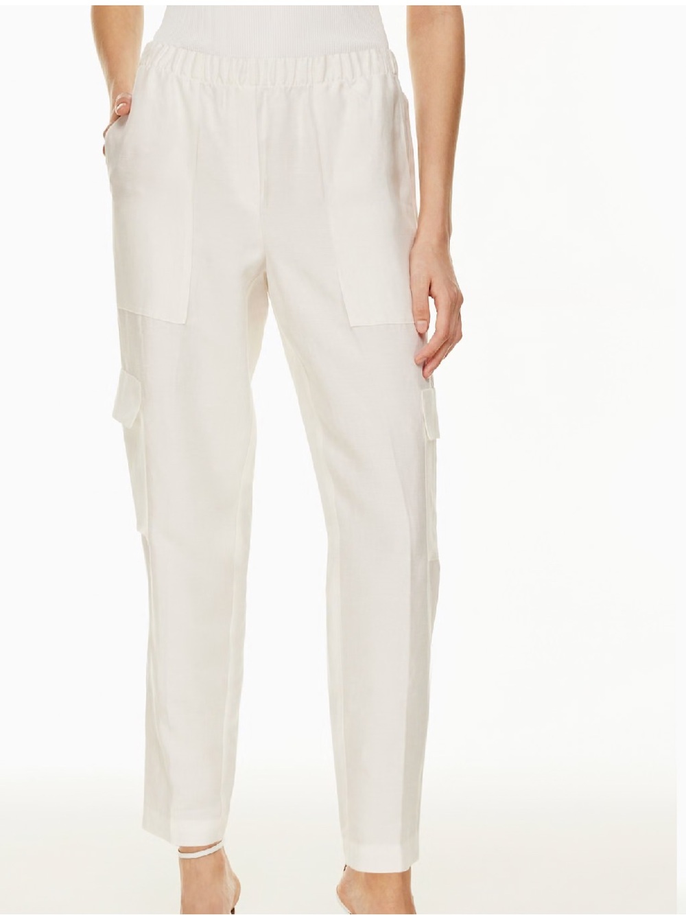 Aritzia Titan White Straight-Leg Linen Cargo Pants for Women